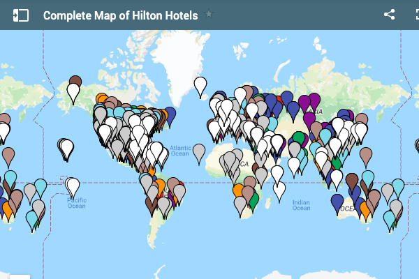hilton karte Complete Map Of Hilton Hotels hilton karte